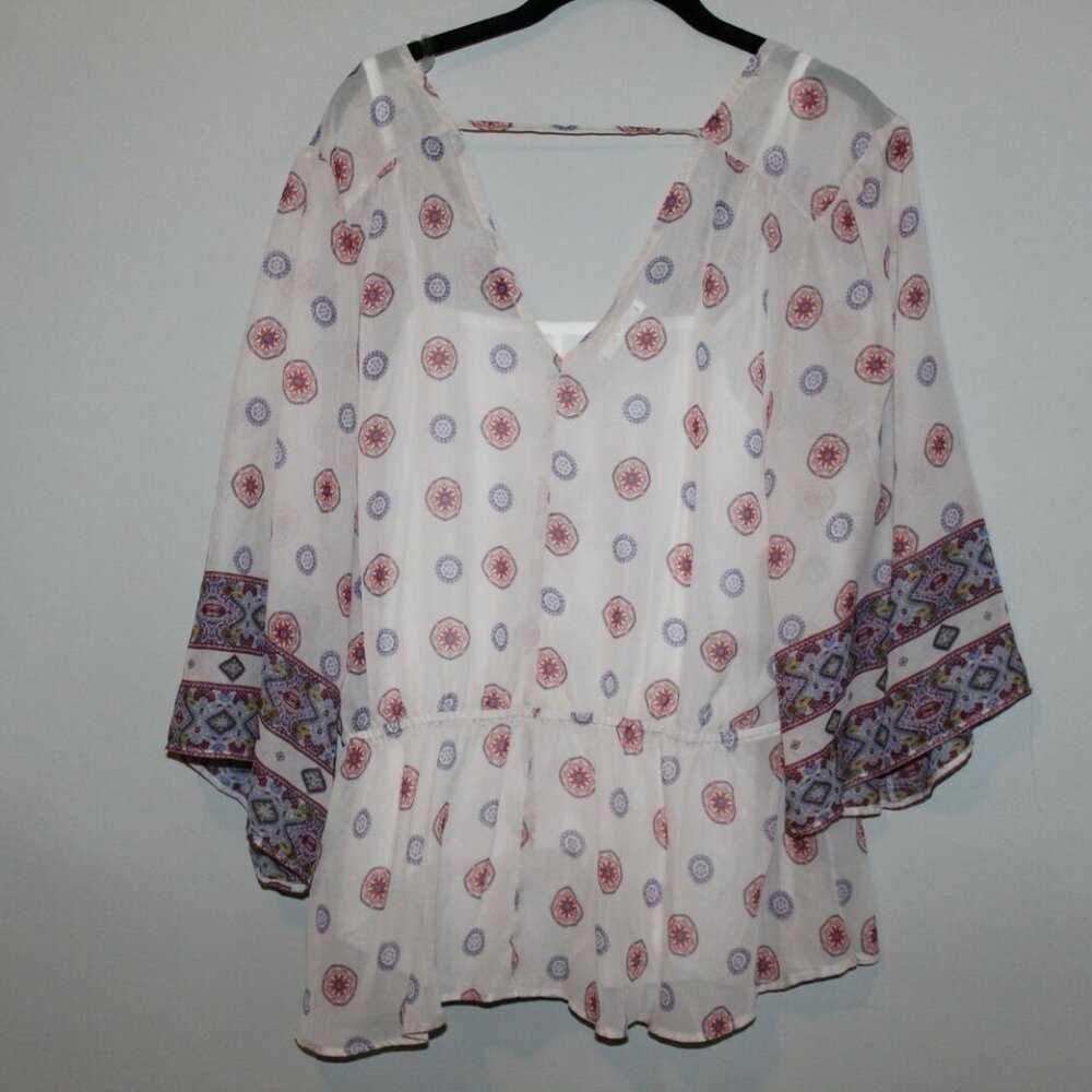 ✨2/$20 Maurices Sheer Layered Floral Kimono Top 0X 14 14W HW8649 Boho Fairy Wrap - Picture 3 of 7